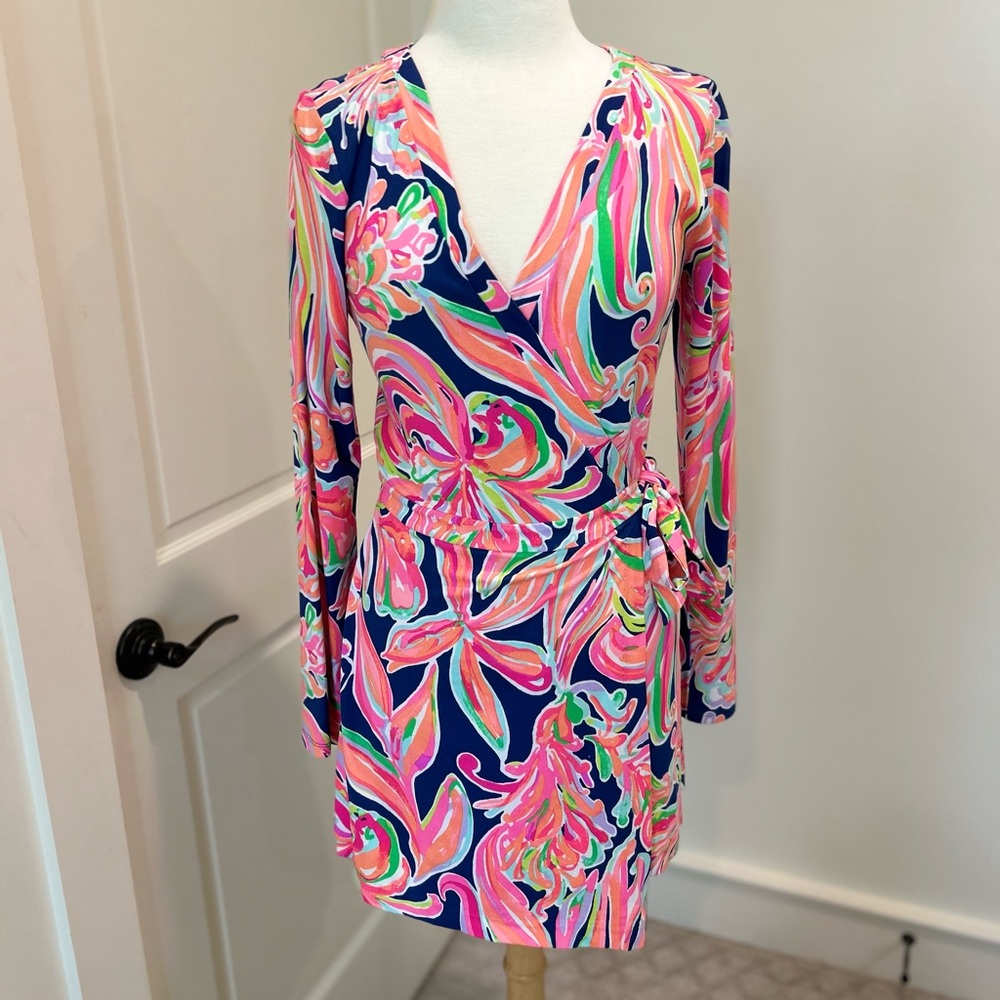 Lilly Pulitzer Tiki Wrap Romper- Banana Flambé  Medium